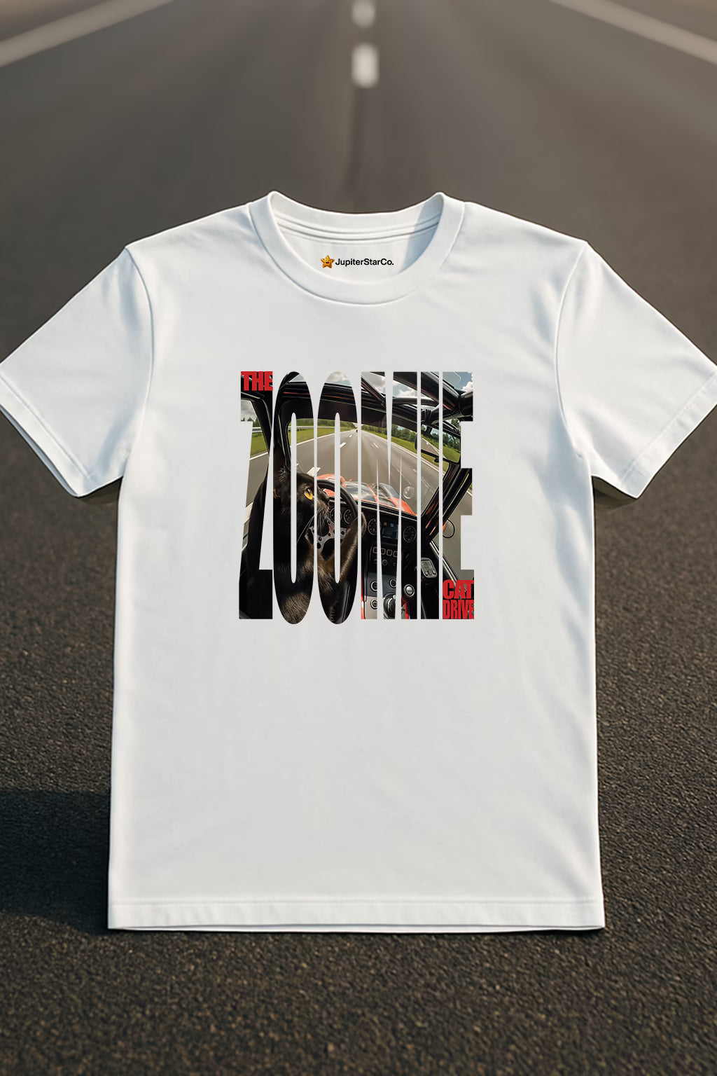 The Zoomie Cat Drive T-Shirt White